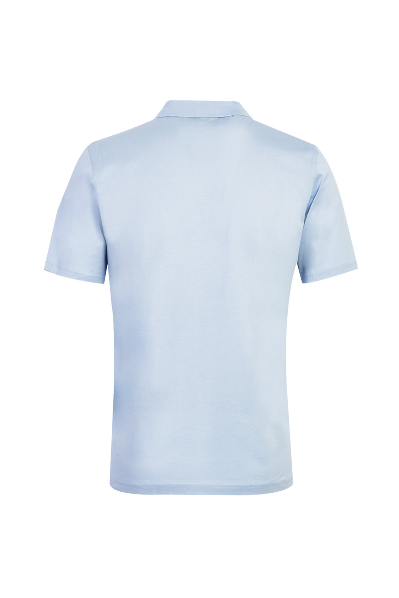 Açık Mavi Polo Yaka Fermuarlı Regular Fit Pamuk T-shirt