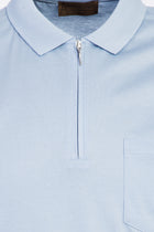 Açık Mavi Polo Yaka Fermuarlı Regular Fit Pamuk T-shirt