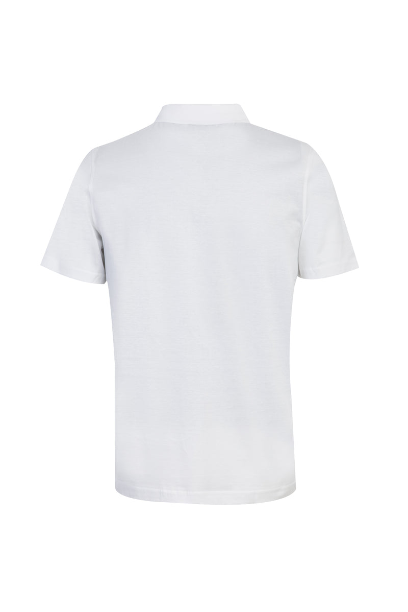 Beyaz Polo Yaka Fermuarlı Regular Fit Pamuk T-shirt
