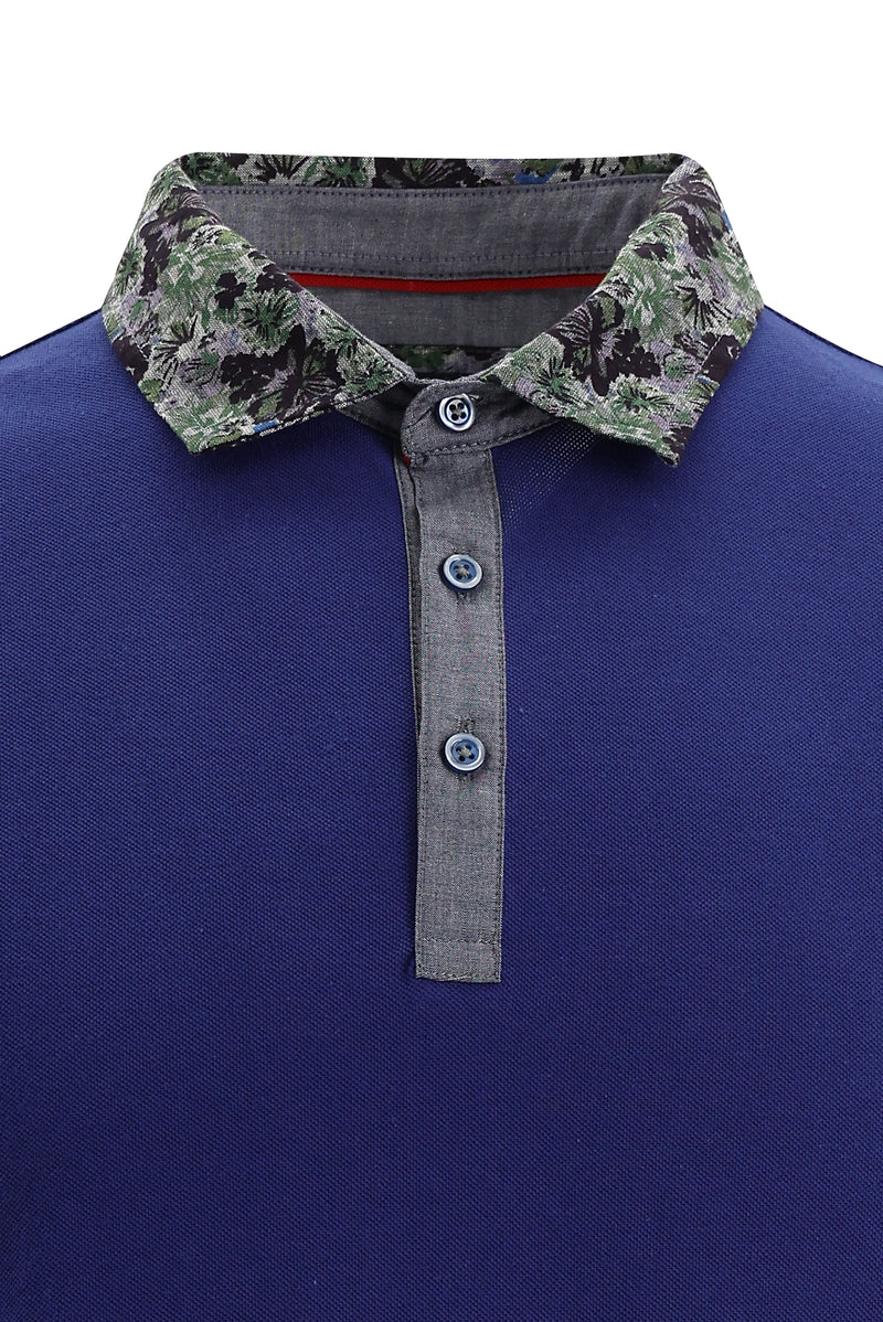 Orta Lacivert Polo Yaka Regular Fit Pamuk T-shirt