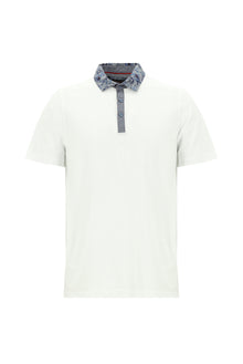 Beyaz Polo Yaka Regular Fit Pamuk T-shirt