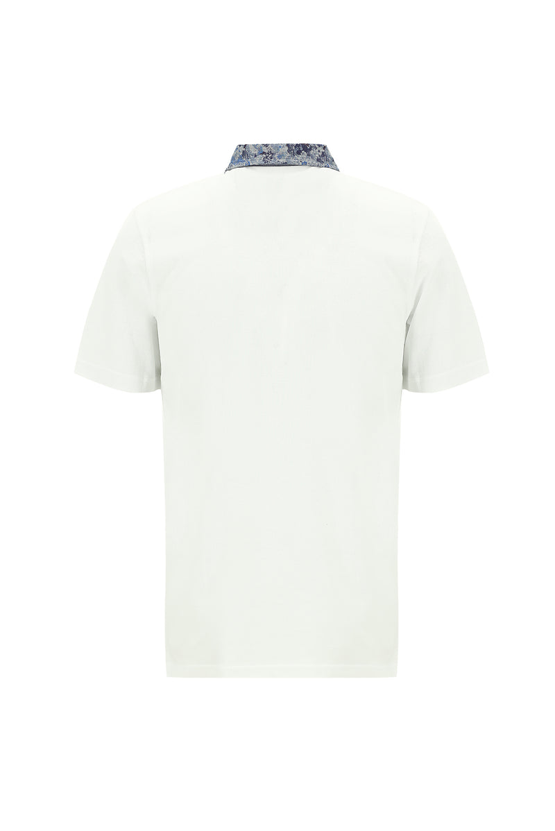 Beyaz Polo Yaka Regular Fit Pamuk T-shirt