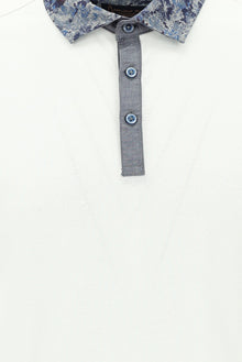Beyaz Polo Yaka Regular Fit Pamuk T-shirt