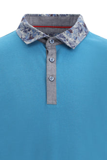 Orta Petrol Polo Yaka Regular Fit Pamuk T-shirt