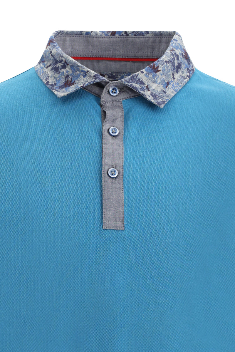 Orta Petrol Polo Yaka Regular Fit Pamuk T-shirt