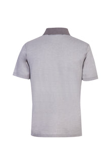 Orta Füme Polo Yaka Regular Fit Desenli Pamuk T-shirt