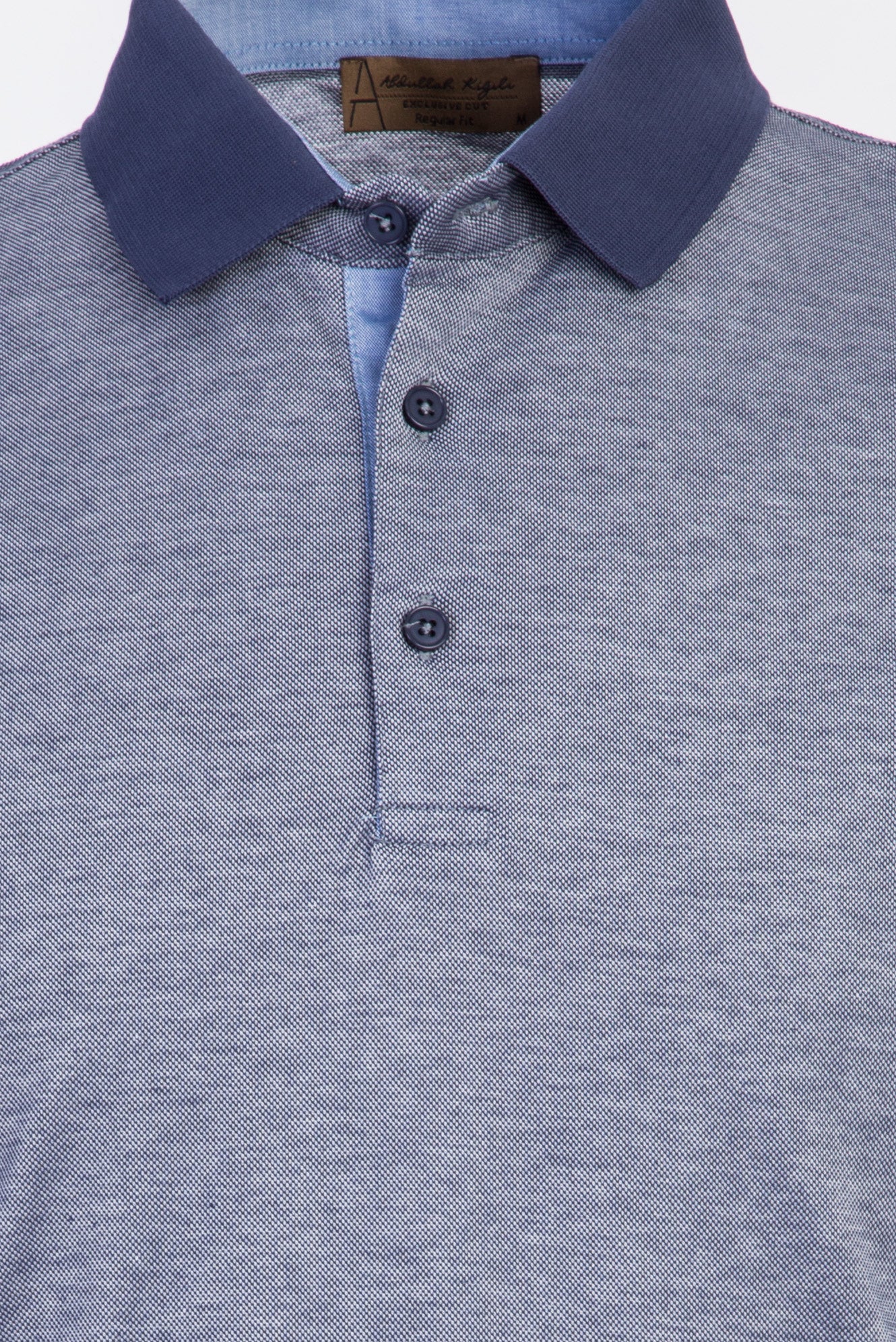 Orta Lacivert Polo Yaka Regular Fit Desenli Pamuk T-shirt