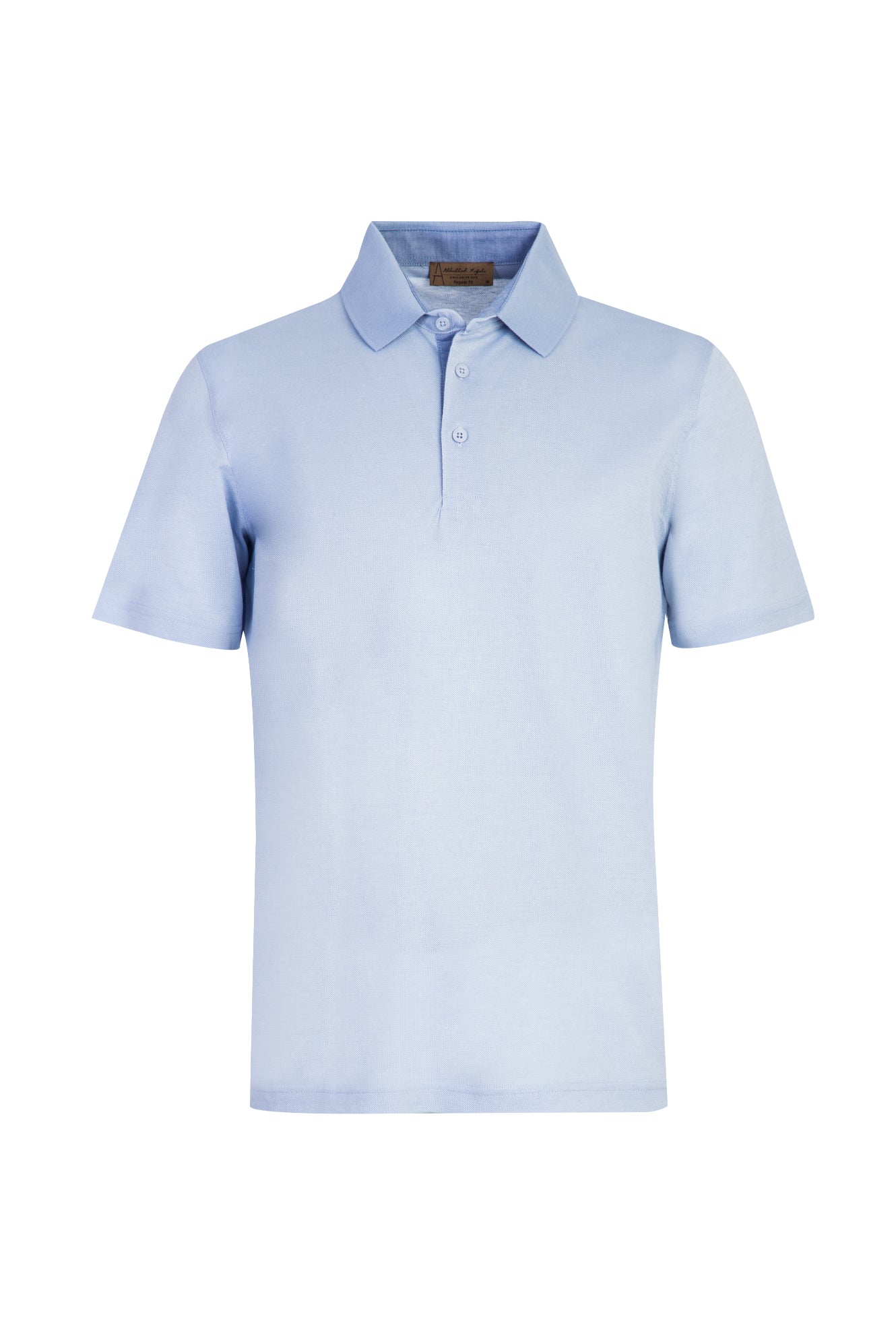 Açık Mavi Polo Yaka Regular Fit Desenli Pamuk T-shirt