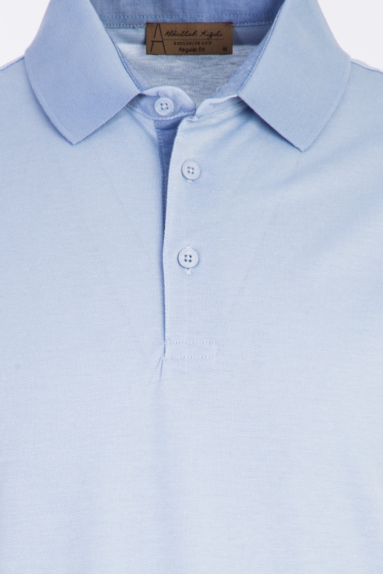 Açık Mavi Polo Yaka Regular Fit Desenli Pamuk T-shirt
