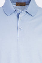 Açık Mavi Polo Yaka Regular Fit Desenli Pamuk T-shirt