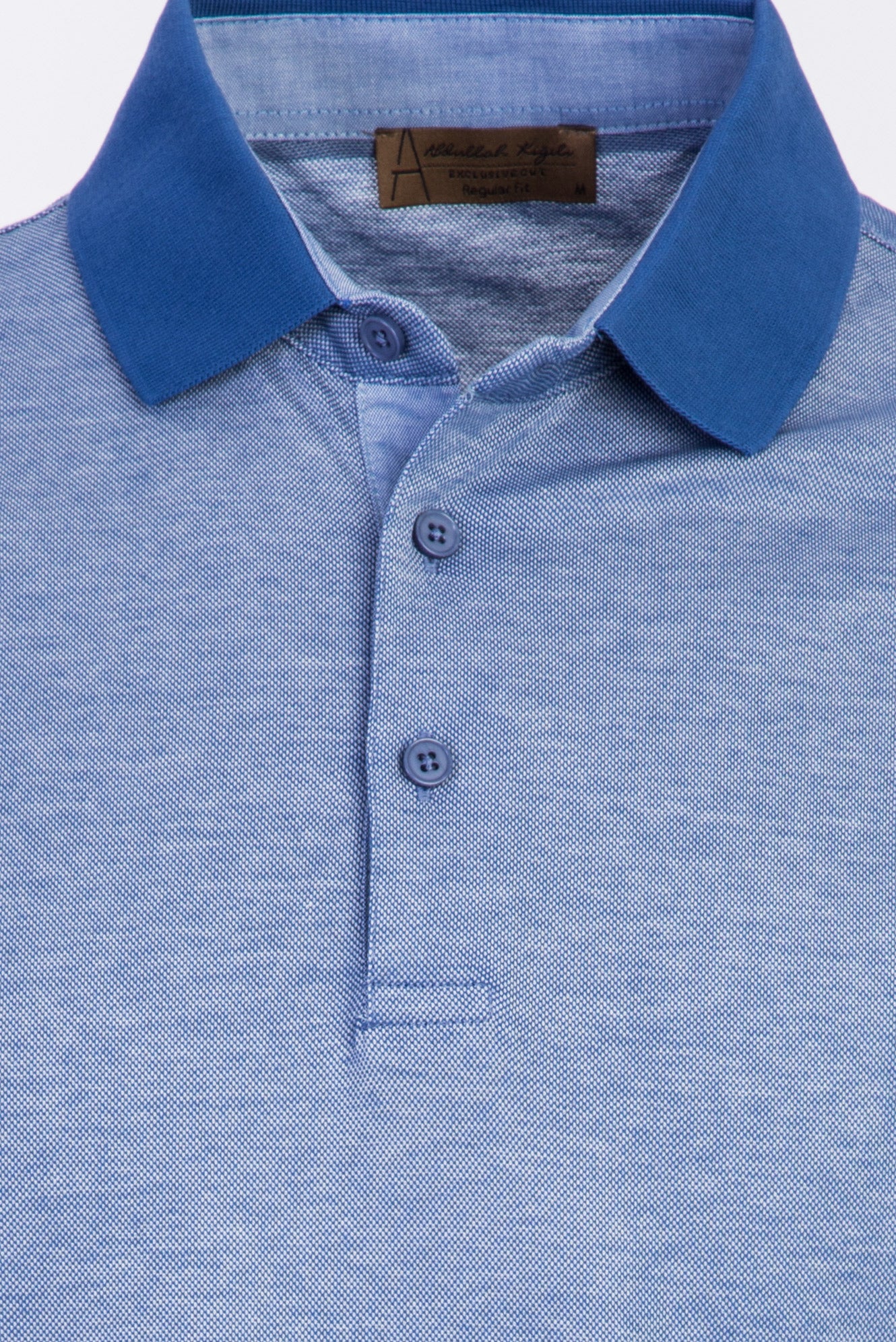 Koyu Mavi  Polo Yaka Regular Fit Desenli Pamuk T-shirt