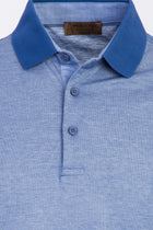 Koyu Mavi  Polo Yaka Regular Fit Desenli Pamuk T-shirt