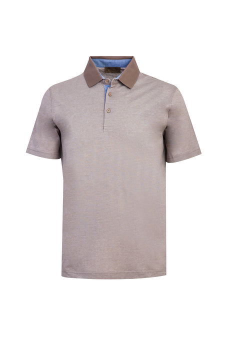 Orta Bej Polo Yaka Regular Fit Pamuk T-shirt