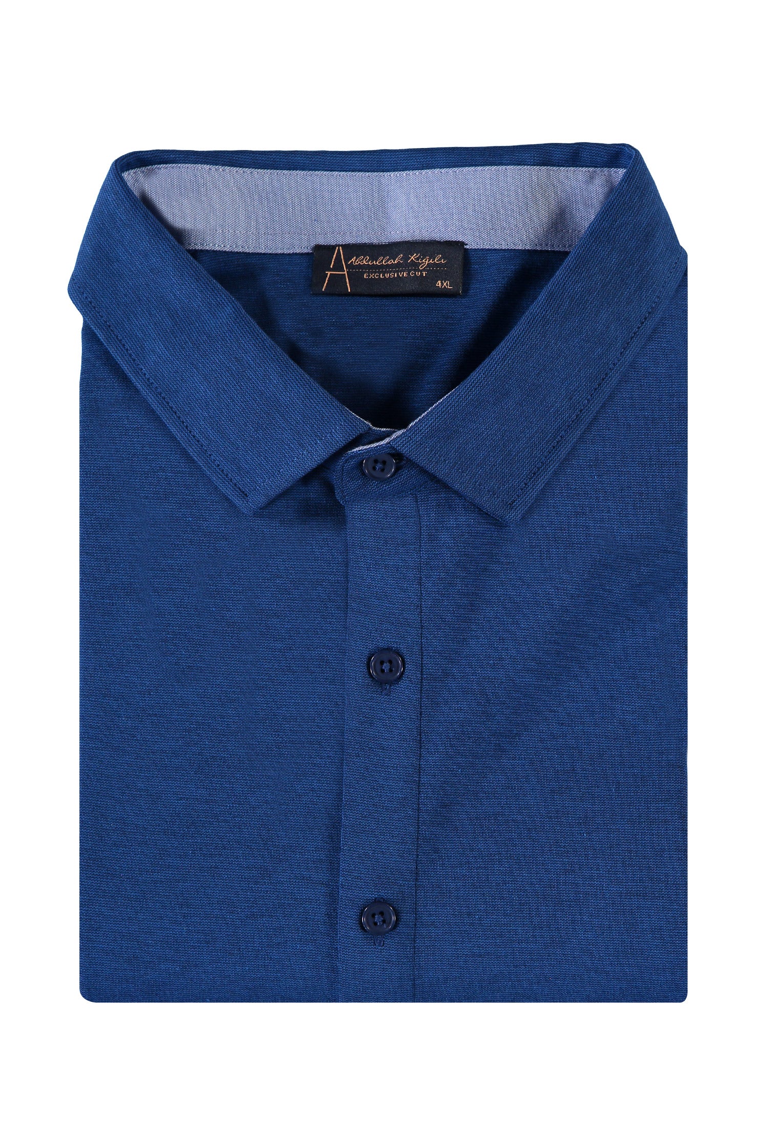 Saks Mavi Büyük Beden Polo Yaka Gömlek Model T-shirt