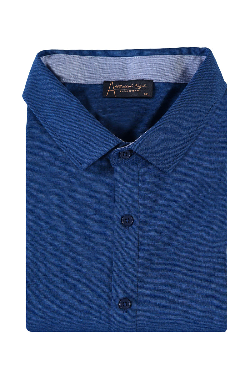 Saks Mavi Büyük Beden Polo Yaka Gömlek Model T-shirt