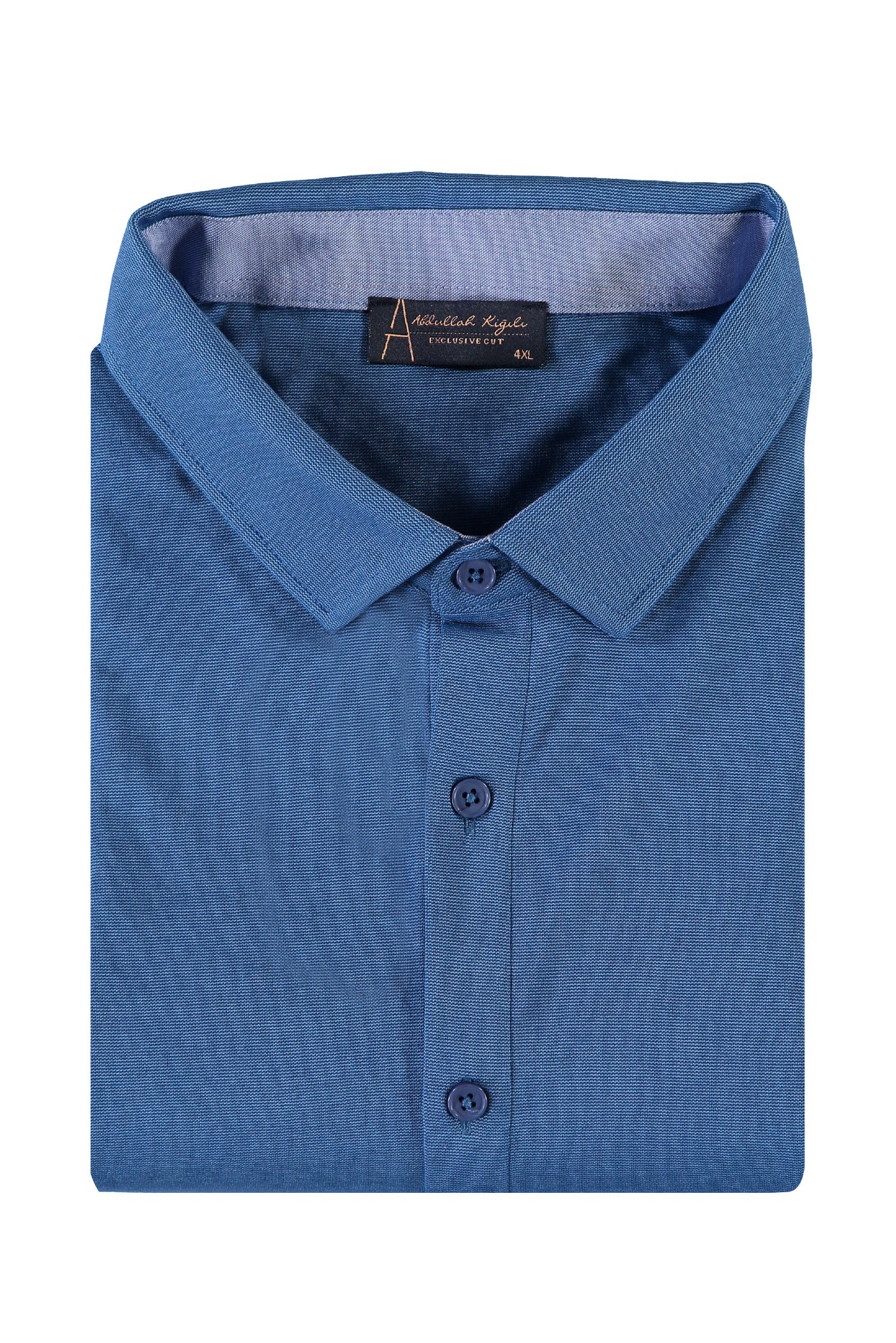 Mavi Büyük Beden Polo Yaka Gömlek Model T-shirt