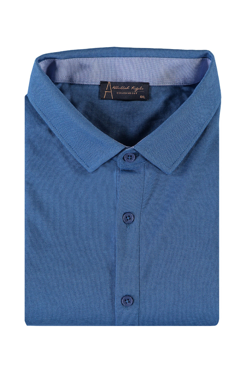 Mavi Büyük Beden Polo Yaka Gömlek Model T-shirt