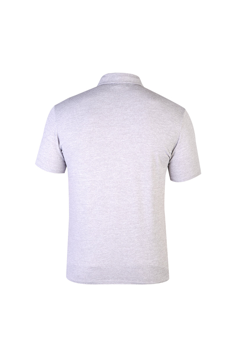 Açık Gri Yarım İtalyan Yaka Gömlek T-shirt