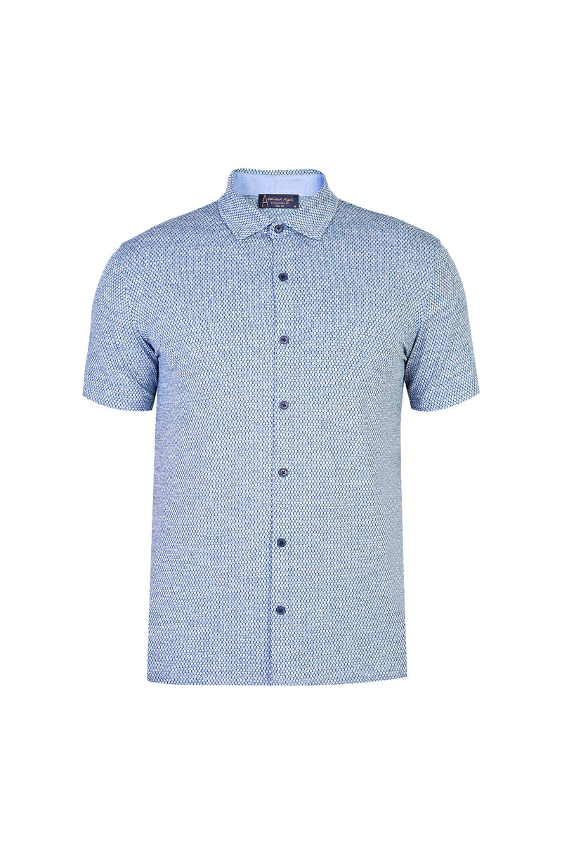 Koyu Lacivert Yarım İtalyan Yaka Regular Fit Gömlek T-shirt