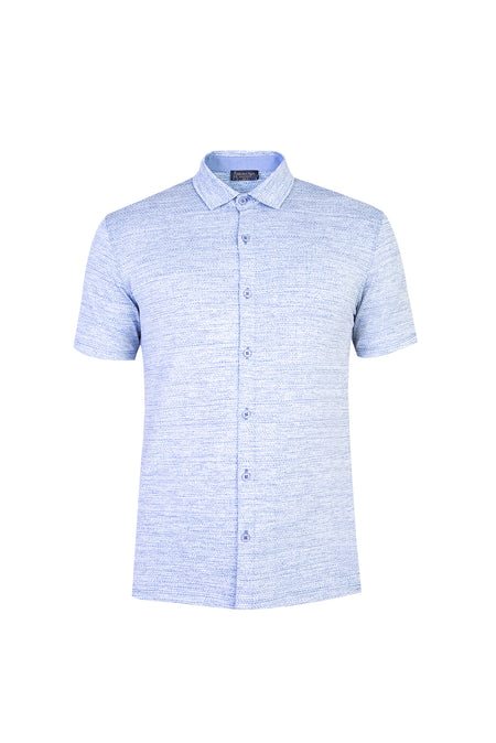 Mavi Yarım İtalyan Yaka Regular Fit Gömlek T-shirt