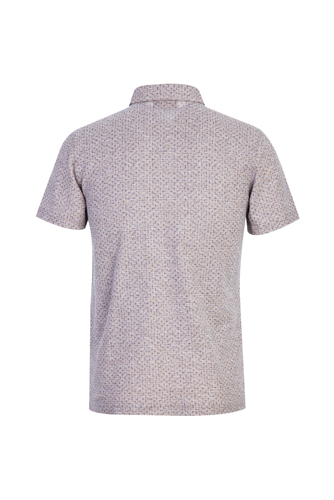 Orta Bej Polo Yaka Slim Fit Dar Kesim Düğmeli Desenli Pamuk T-shirt