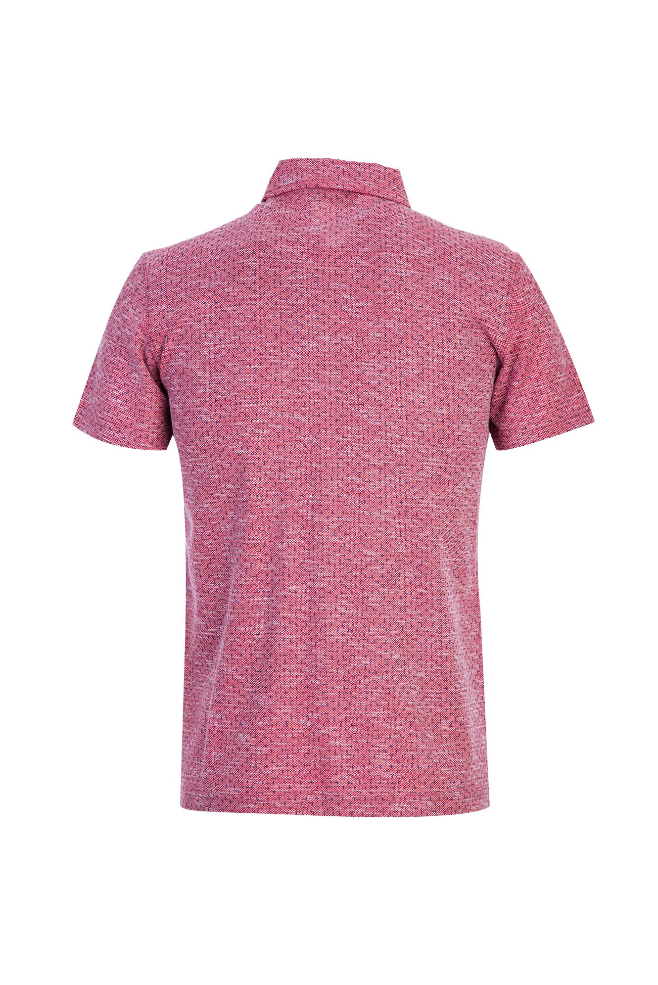 Açık Kırmızı Polo Yaka Slim Fit Dar Kesim Düğmeli Desenli Pamuk T-shirt