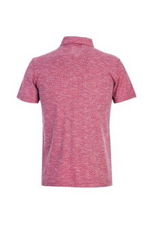 Açık Kırmızı Polo Yaka Slim Fit Dar Kesim Düğmeli Desenli Pamuk T-shirt