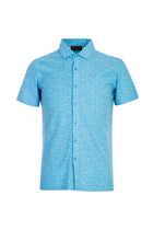 Orta Turkuaz Polo Yaka Slim Fit Dar Kesim Düğmeli Desenli Pamuk T-shirt