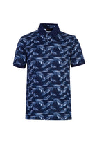 Orta Lacivert Polo Yaka Desenli Slim Fit Dar Kesim Pamuk T-shirt-Abdullah Ki??l?