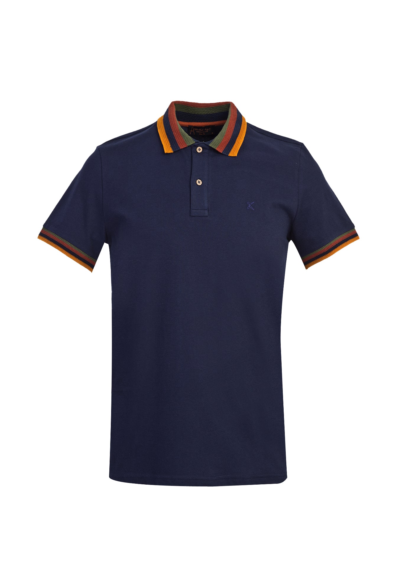Koyu Lacivert Polo Yaka Desenli Slim Fit Dar Kesim T-shirt
