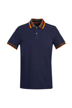 Koyu Lacivert Polo Yaka Desenli Slim Fit Dar Kesim T-shirt