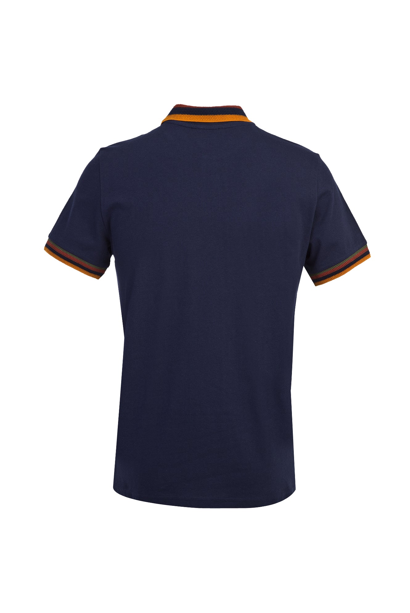 Koyu Lacivert Polo Yaka Desenli Slim Fit Dar Kesim T-shirt