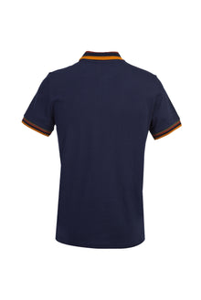 Koyu Lacivert Polo Yaka Desenli Slim Fit Dar Kesim T-shirt
