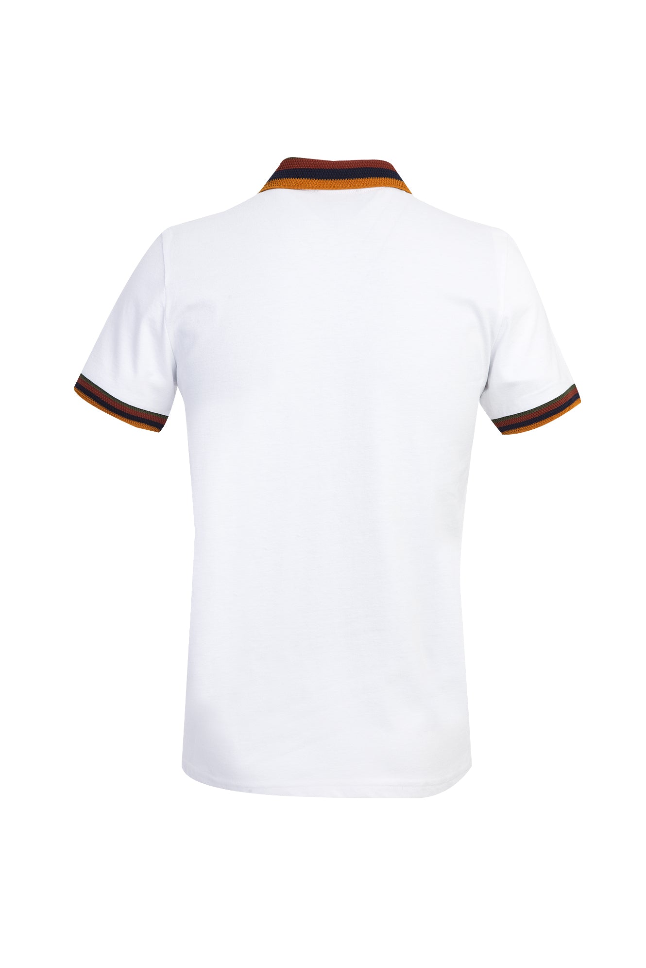 Beyaz Polo Yaka Desenli Slim Fit Dar Kesim T-shirt