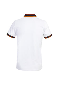 Beyaz Polo Yaka Desenli Slim Fit Dar Kesim T-shirt