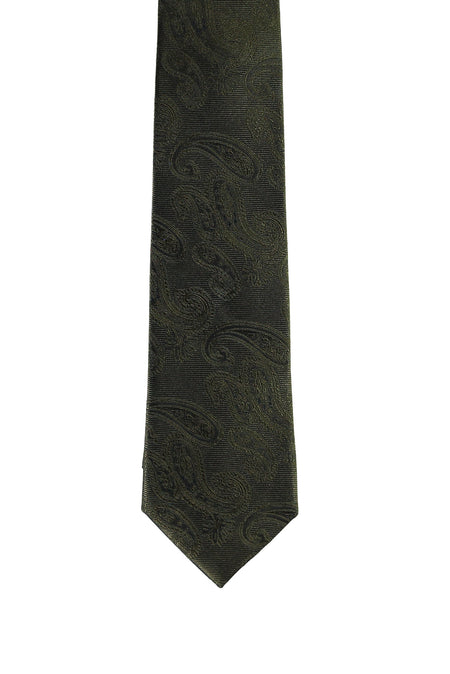 Orta Haki Desenli Kravat