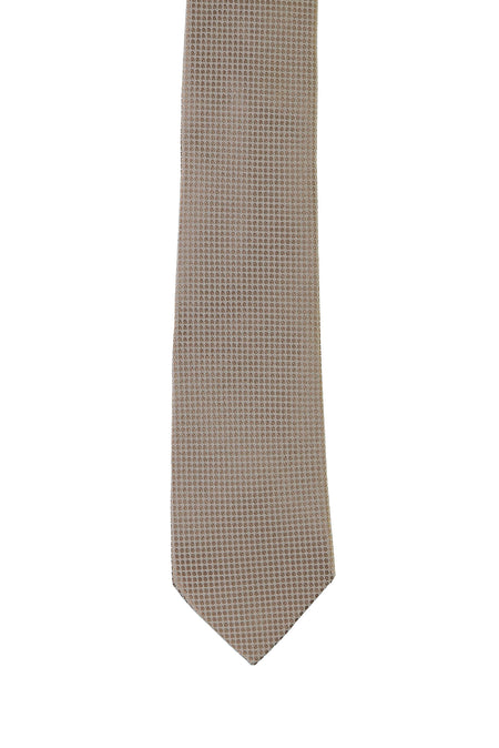 Orta Bej İtalyan Desenli Kravat