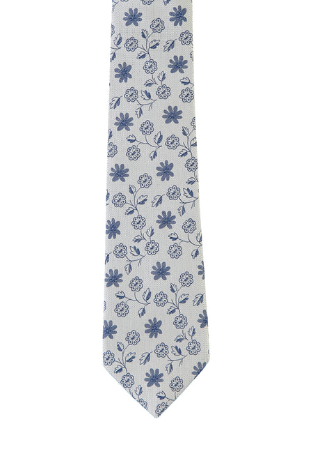 Beyaz İtalyan Desenli Kravat