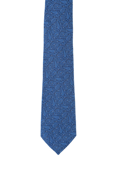 Mavi İtalyan Desenli Kravat