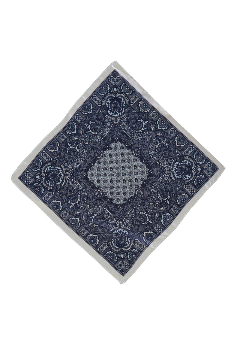 Koyu Lacivert İtalyan Desenli Mendil