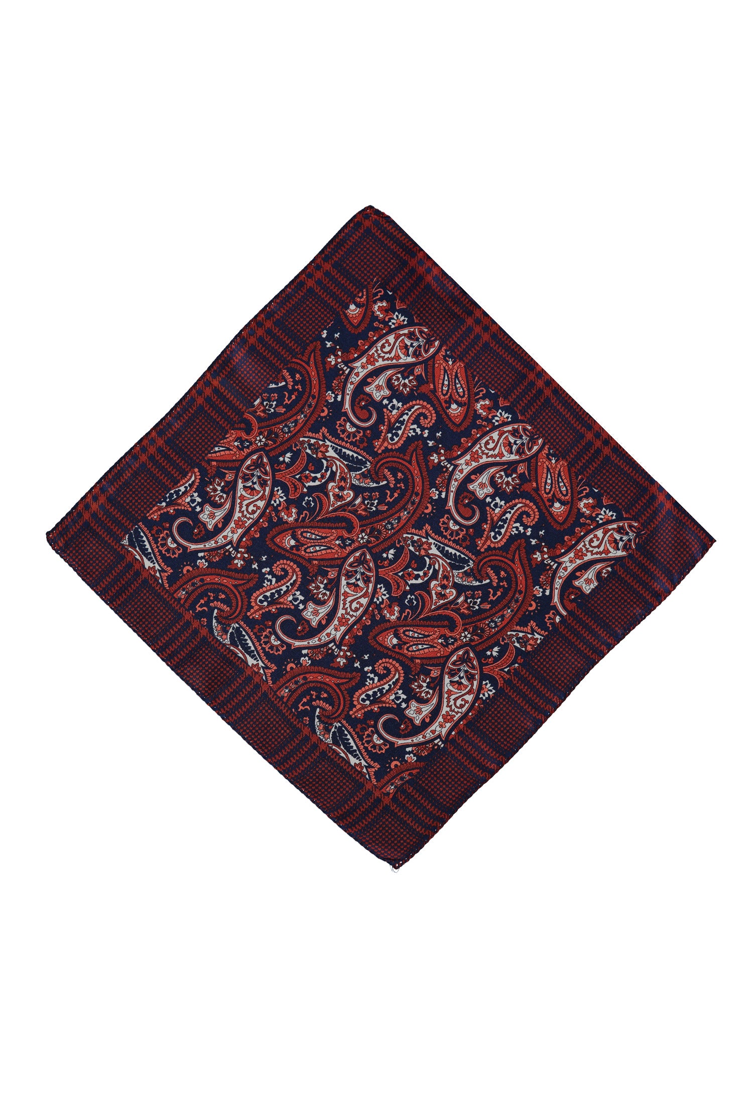 Erkek Open Orange Italian Patterned Silk Handkerchief | Abdullah Kiğılı