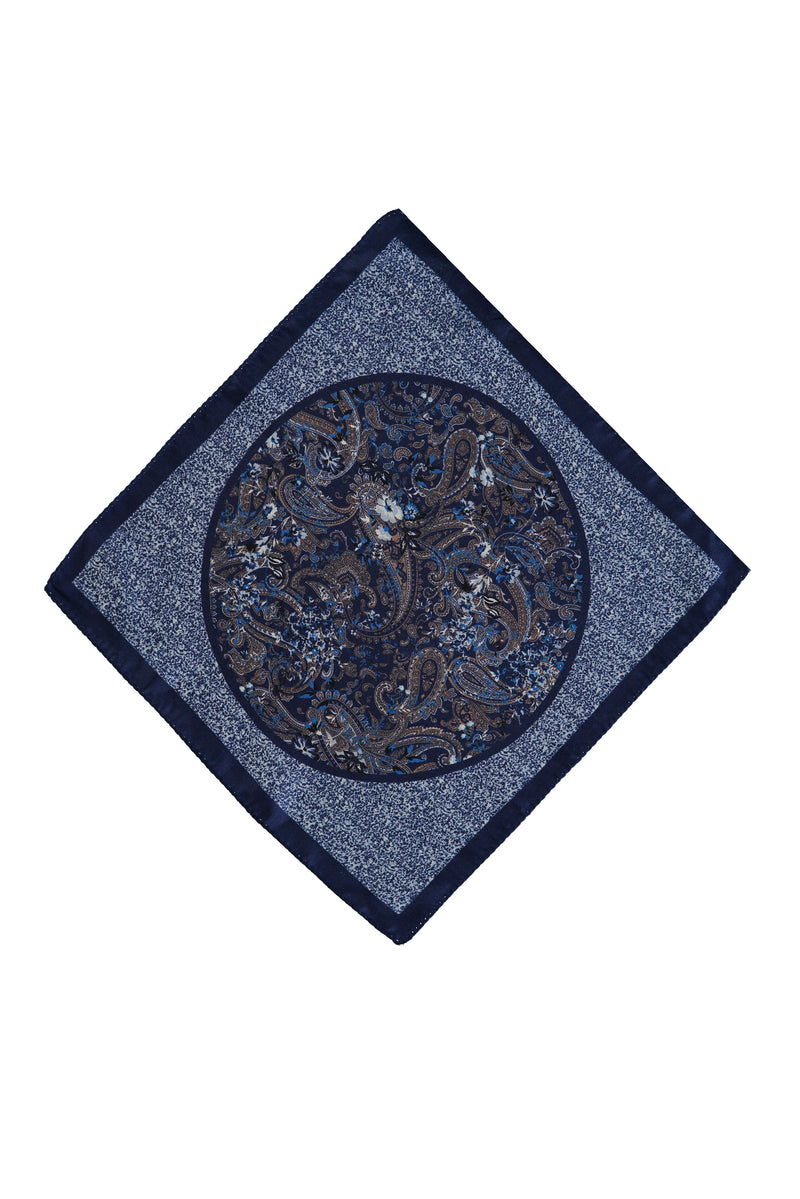 Koyu Lacivert İtalyan Desenli Mendil