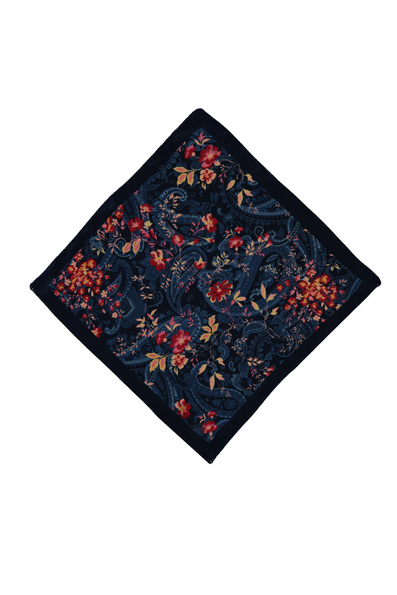 Koyu Lacivert İtalyan Desenli Mendil