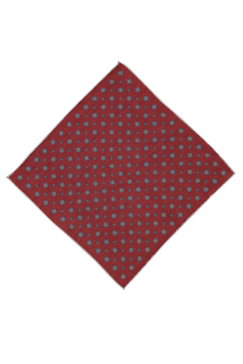 Koyu Bordo İtalyan Desenli Keten Mendil