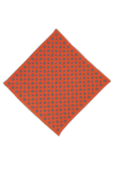 Orta Turuncu İtalyan Desenli Keten Mendil