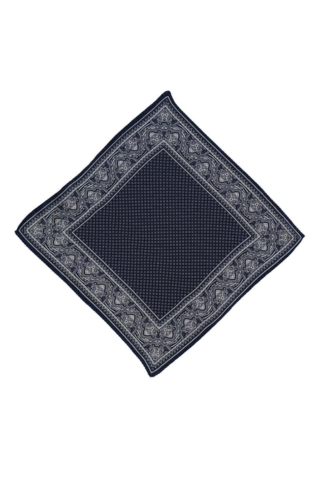 Koyu Lacivert İtalyan Desenli Mendil