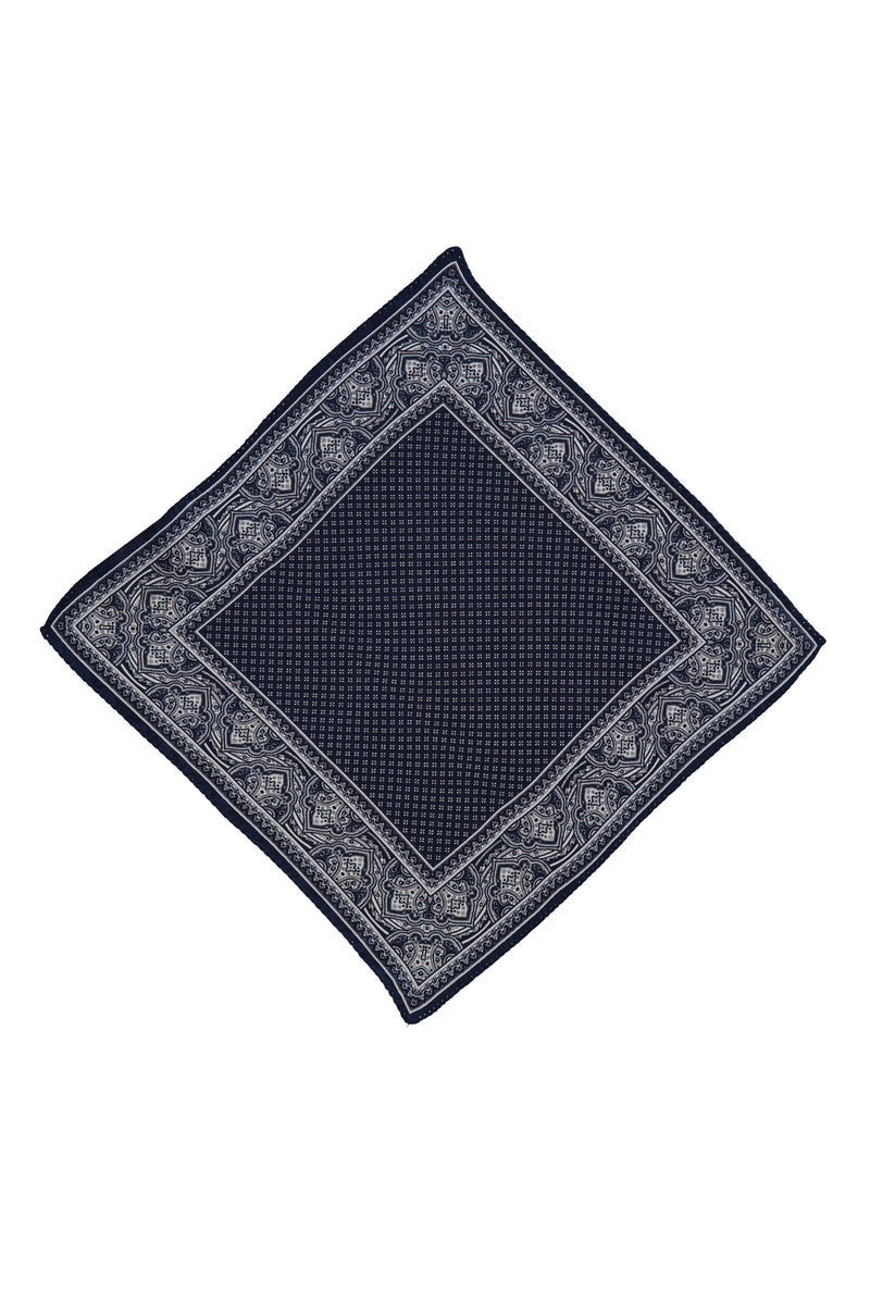 Koyu Lacivert İtalyan Desenli Mendil