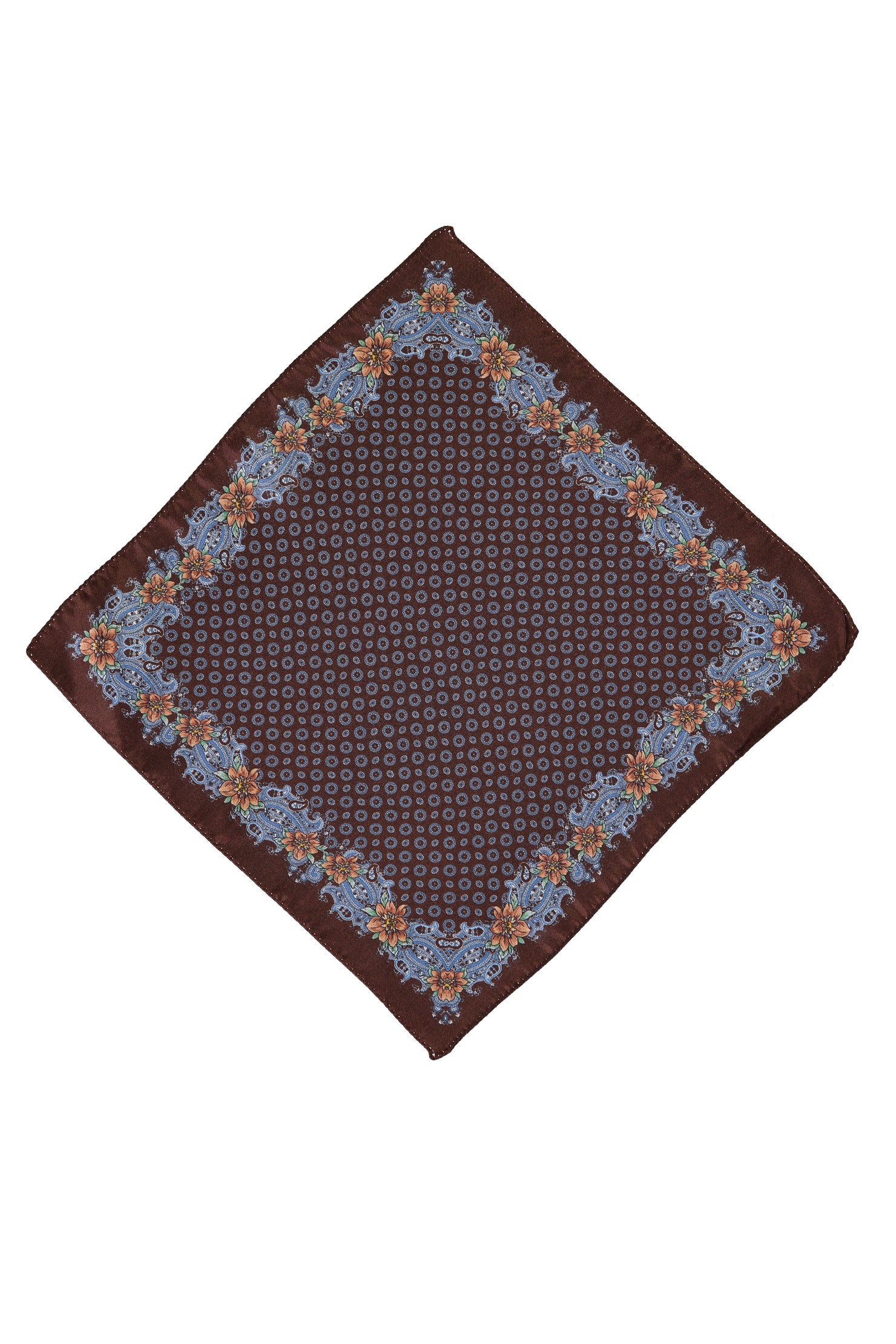 Koyu Kahve İtalyan Desenli Mendil