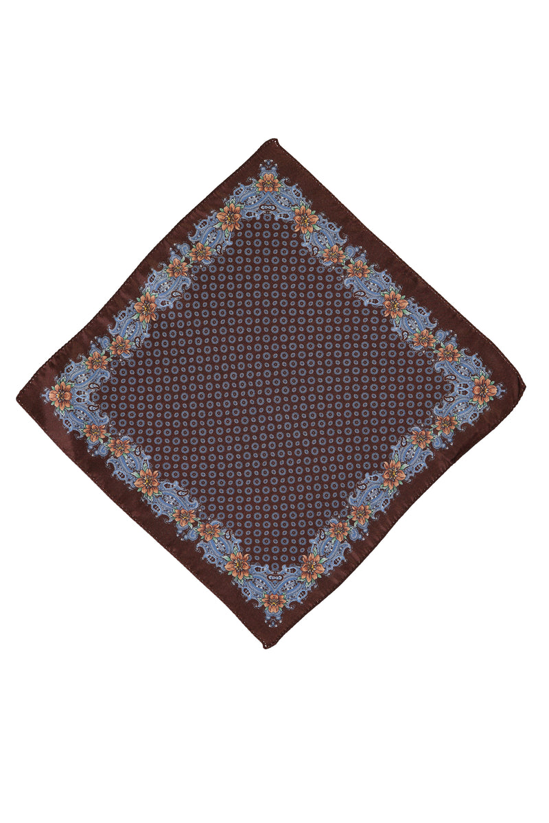 Koyu Kahve İtalyan Desenli Mendil