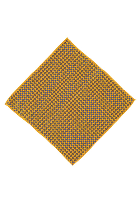 Koyu Sarı İtalyan Desenli Keten Mendil